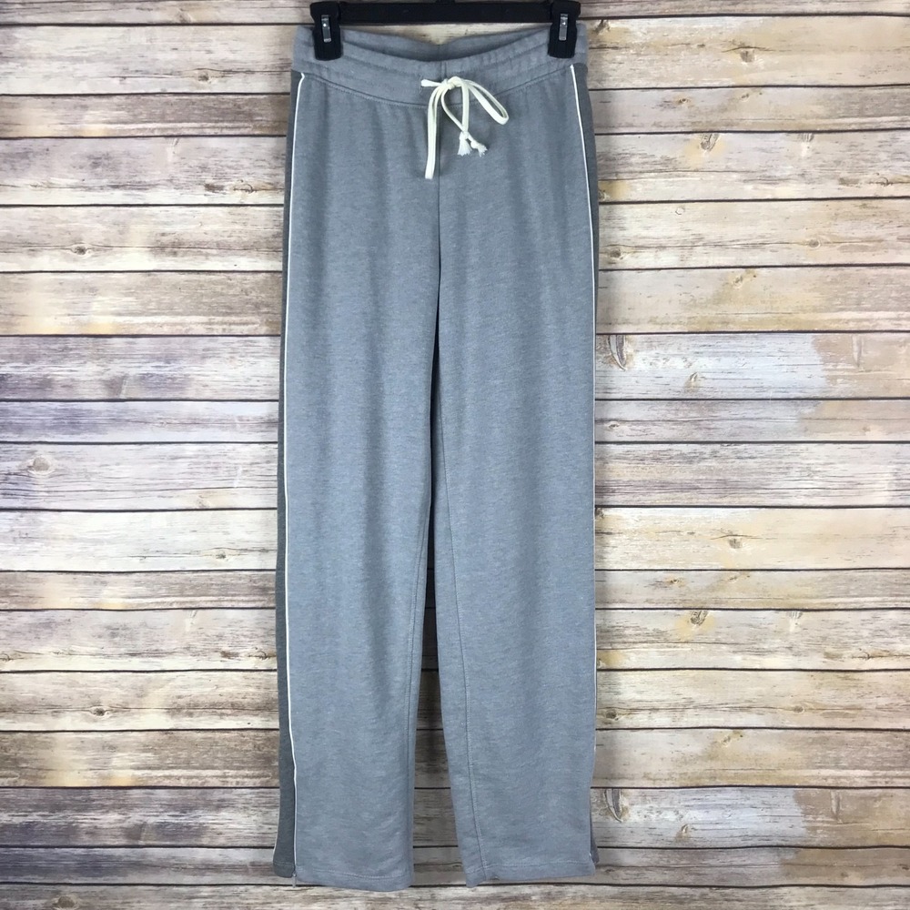 Alternative Sweatpants Womens XS Gray Terry Knit Straight Zip Ankle Drawstring
